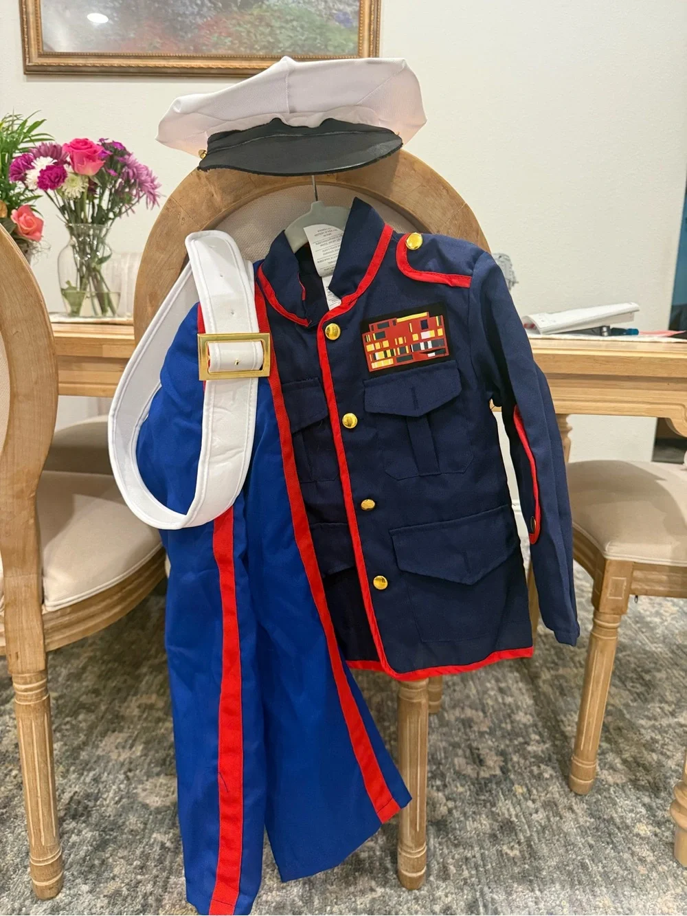 Boys USMC Marine Corps Dress Uniform Costume - Navy, Blue, Red, White - Picture 2 of 4